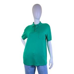 1970s Vintage John Smedley Kelly Green Sea Island Polo